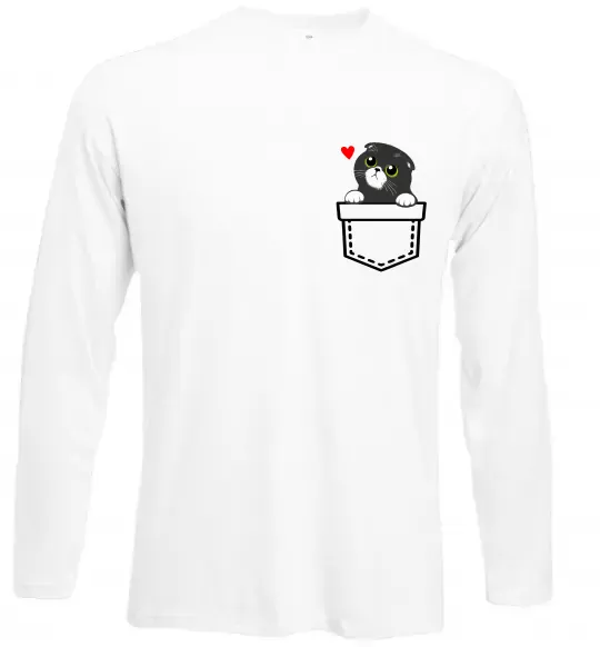 Лонгслів Висловухий кіт в кишені Білий фото