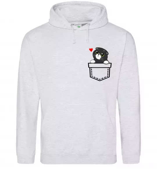 Жіноча толстовка (худі) Висловухий кіт в кишені Сірий меланж фото