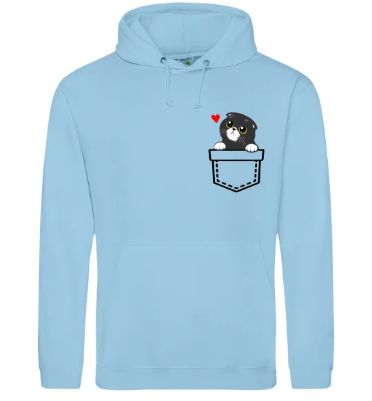 Жіноча толстовка (худі) Висловухий кіт в кишені Блакитний фото