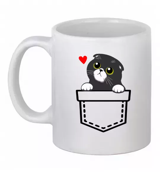 Чашка керамическая Висловухий кіт в кишені Белый фото