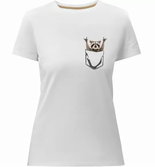 Женская премиум футболка Єнот в кишені Белый фото