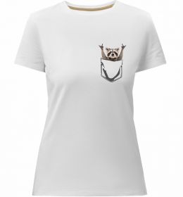 Жіноча преміум футболка Єнот в кишені