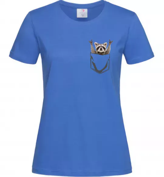 Женская футболка Єнот в кишені Ярко-синий фото