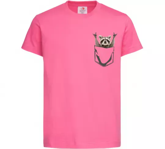 Дитяча футболка Єнот в кишені Яскраво-рожевий фото