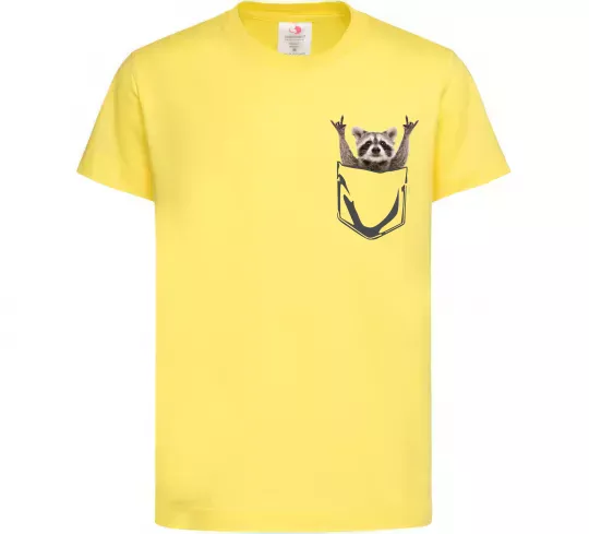 Дитяча футболка Єнот в кишені Лимонний фото
