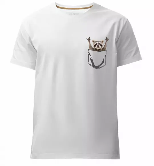 Мужская премиум футболка Єнот в кишені Белый фото