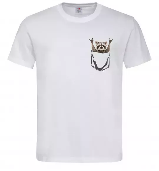 Чоловіча футболка Єнот в кишені Білий фото