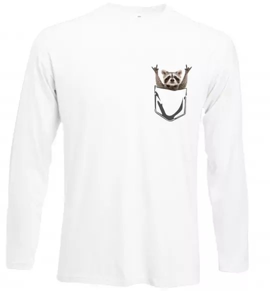 Лонгслив Єнот в кишені Белый фото