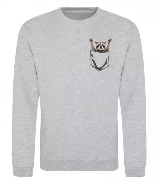 Свитшот Єнот в кишені Серый меланж фото