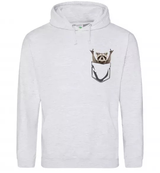 Женская толстовка (худи) Єнот в кишені Серый меланж фото