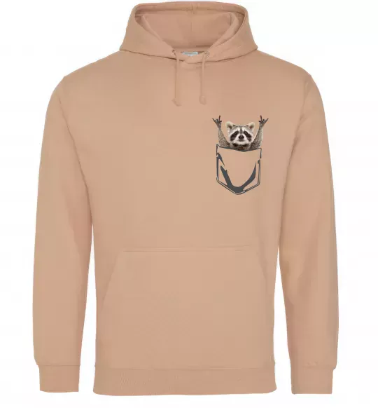 Женская толстовка (худи) Єнот в кишені Песочный фото