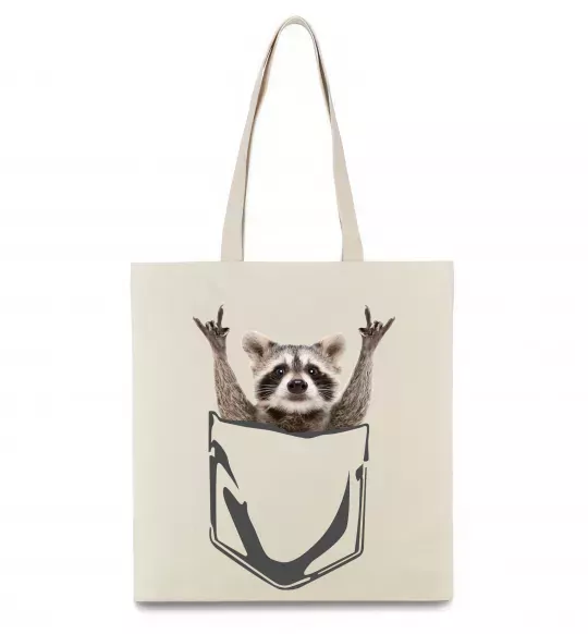 Эко-сумка Єнот в кишені Бежевый фото