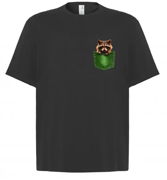 Футболка Оверсайз Єнотик в кишені Чорний фото