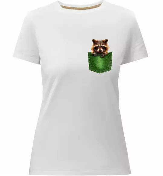 Женская премиум футболка Єнотик в кишені Белый фото