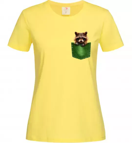 Жіноча футболка Єнотик в кишені Лимонний фото