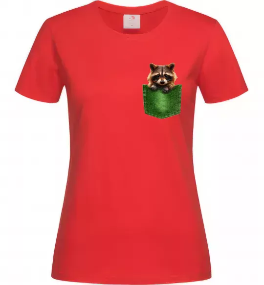 Жіноча футболка Єнотик в кишені Червоний фото