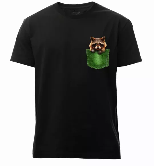 Мужская премиум футболка Єнотик в кишені Черный фото