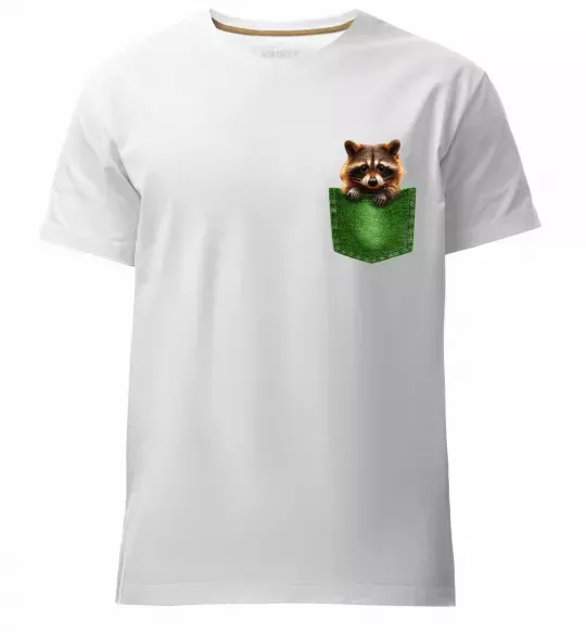 Мужская премиум футболка Єнотик в кишені Белый фото