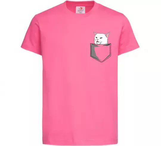 Детская футболка Кіт-мем у кишені Ярко-розовый фото