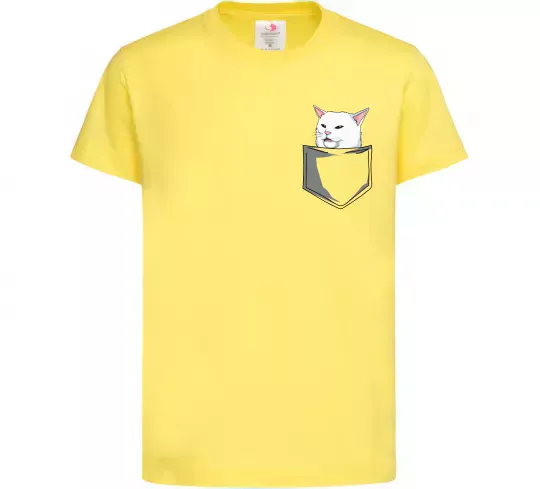 Детская футболка Кіт-мем у кишені Лимонный фото