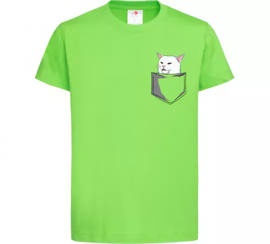 Детская футболка Кіт-мем у кишені Лаймовый фото