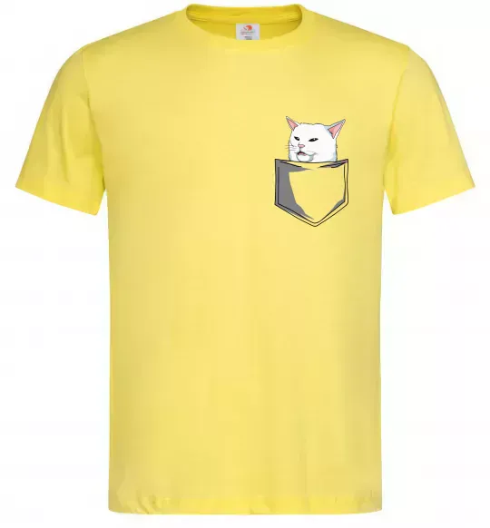 Мужская футболка Кіт-мем у кишені Лимонный фото
