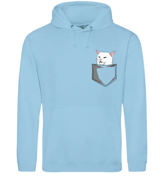 Чоловіча толстовка (худі) Кіт-мем у кишені Блакитний фото