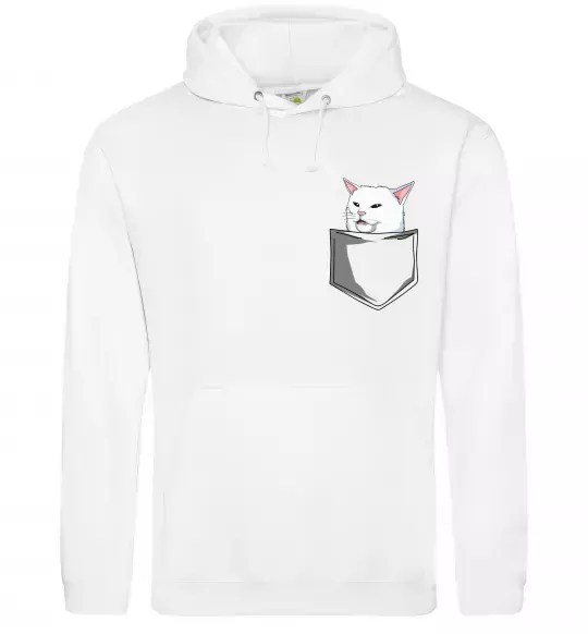 Женская толстовка (худи) Кіт-мем у кишені Белый фото