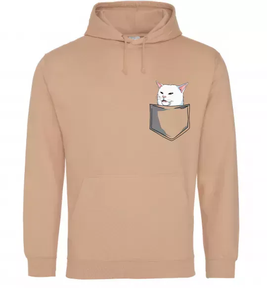 Женская толстовка (худи) Кіт-мем у кишені Песочный фото