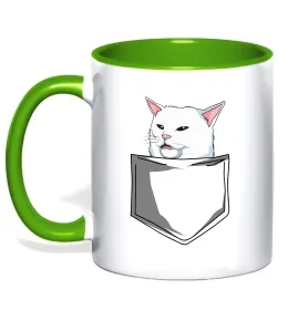 Чашка с цветной ручкой Коргі у кишені Лимонный фото Чашка с цветной ручкой Коргі у кишені Лимонный фото