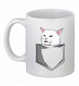 Чашка керамическая Кіт-мем у кишені