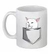 Чашка керамическая Кіт-мем у кишені Белый фото