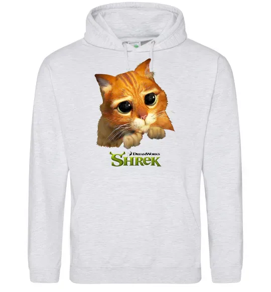 Мужская толстовка (худи) Кіт у чоботях Серый меланж фото