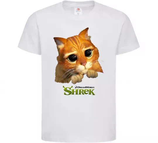 Дитяча футболка Кіт у чоботях Білий фото