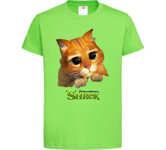 Дитяча футболка Кіт у чоботях Лаймовий фото