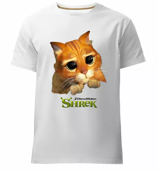 Чоловіча преміум футболка Кіт у чоботях Білий фото