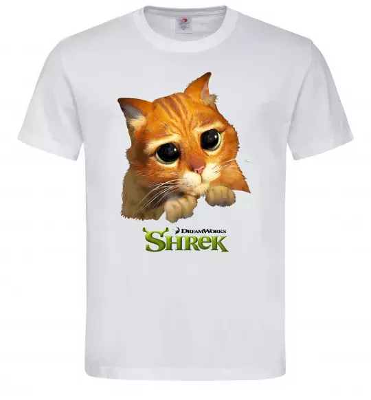 Чоловіча футболка Кіт у чоботях Білий фото