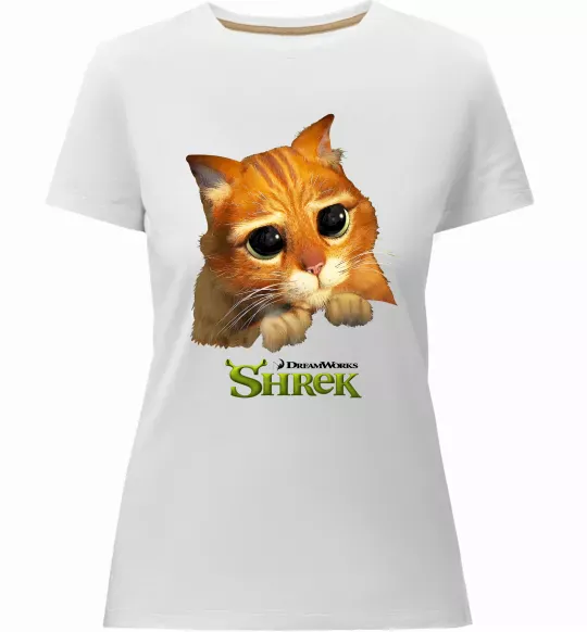 Женская премиум футболка Кіт у чоботях Белый фото