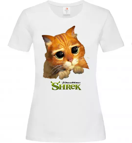 Женская футболка Кіт у чоботях Белый фото