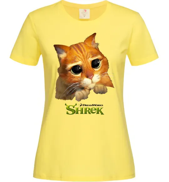 Женская футболка Кіт у чоботях Лимонный фото