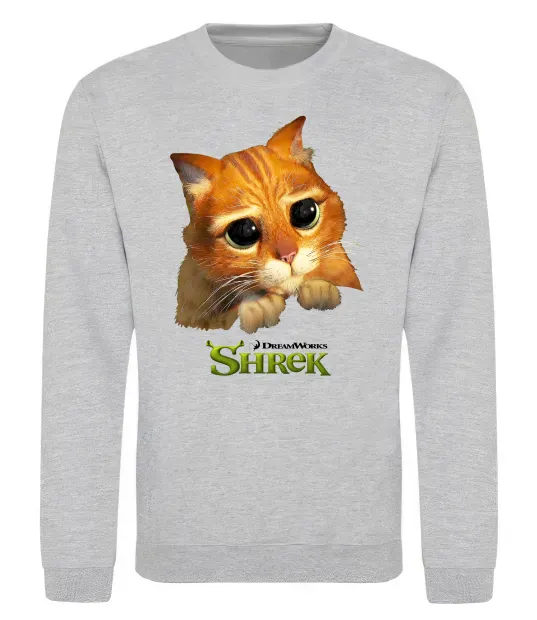 Свитшот Кіт у чоботях Серый меланж фото