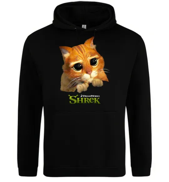 Мужская толстовка (худи) Кіт у чоботях Черный фото