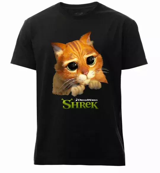 Чоловіча преміум футболка Кіт у чоботях Чорний фото