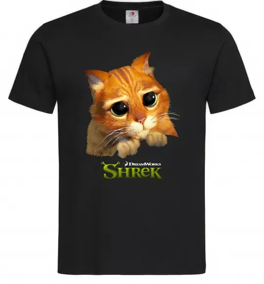 Чоловіча футболка Кіт у чоботях Чорний фото