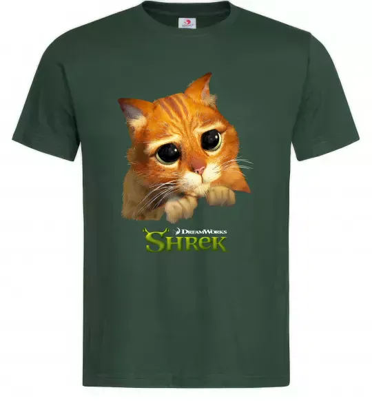Чоловіча футболка Кіт у чоботях Темно-зелений фото