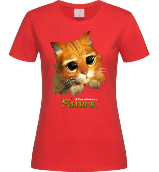 Женская футболка Кіт у чоботях Красный фото