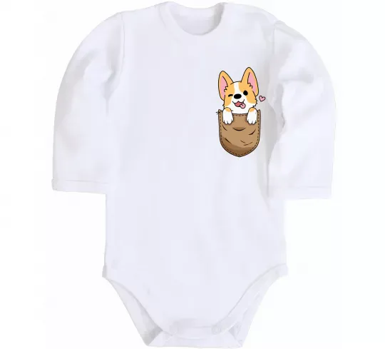 Детский боди Коргі у кишені Белый фото