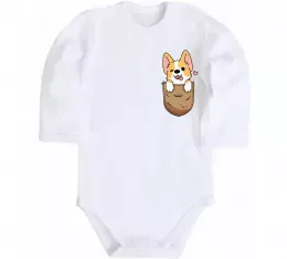 Детский боди Коргі у кишені Белый фото