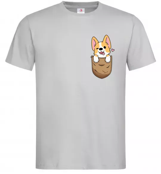 Чоловіча футболка Коргі у кишені Сірий фото