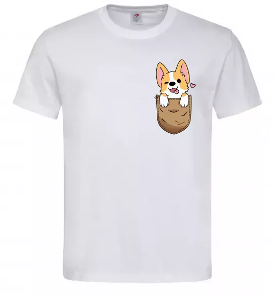 Чоловіча футболка Коргі у кишені Білий фото